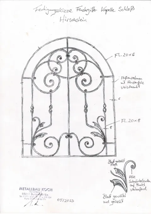 Skizze Fenstergitter Hirschstein